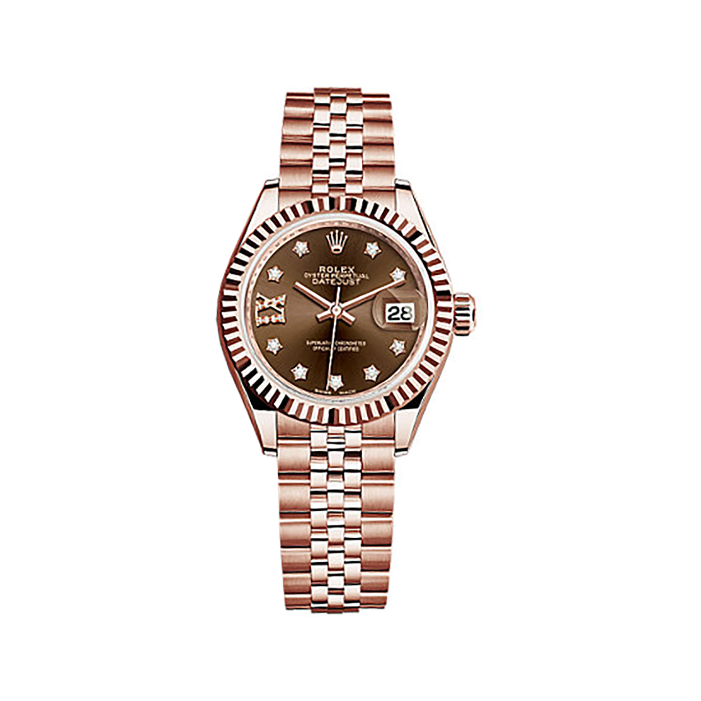 Lady-Datejust 28 279175 Rose Gold Watch (Chocolate Set with Diamonds)
