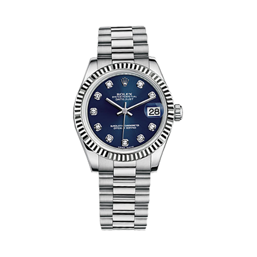Datejust 31 178279 White Gold Watch (Blue Set with Diamonds)