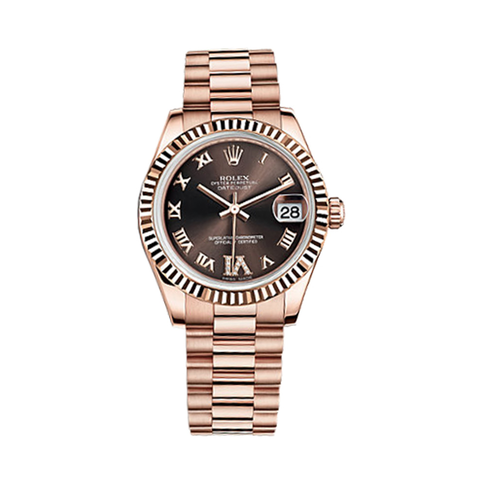 Datejust 31 178275f Rose Gold Watch (Chocolate Set with Diamonds)