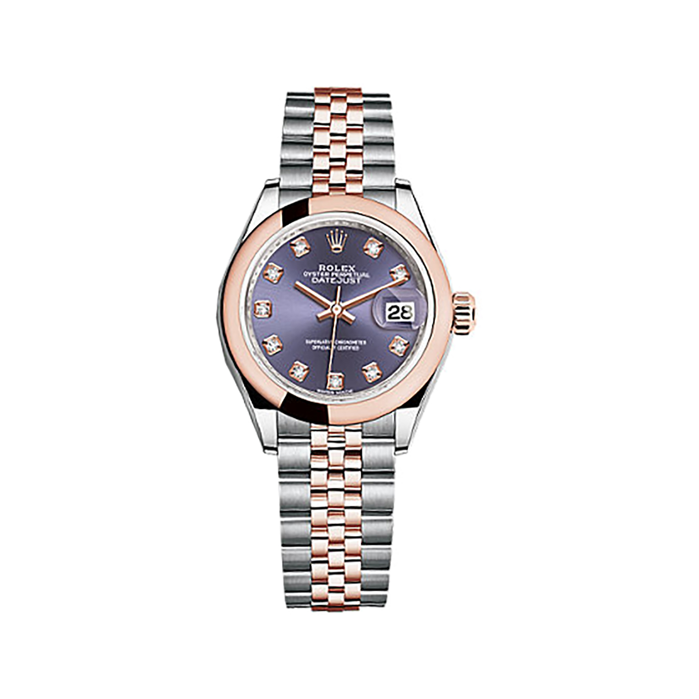 Lady-Datejust 28 279161 Rose Gold & Stainless Steel Watch (Aubergine Set with Diamonds)