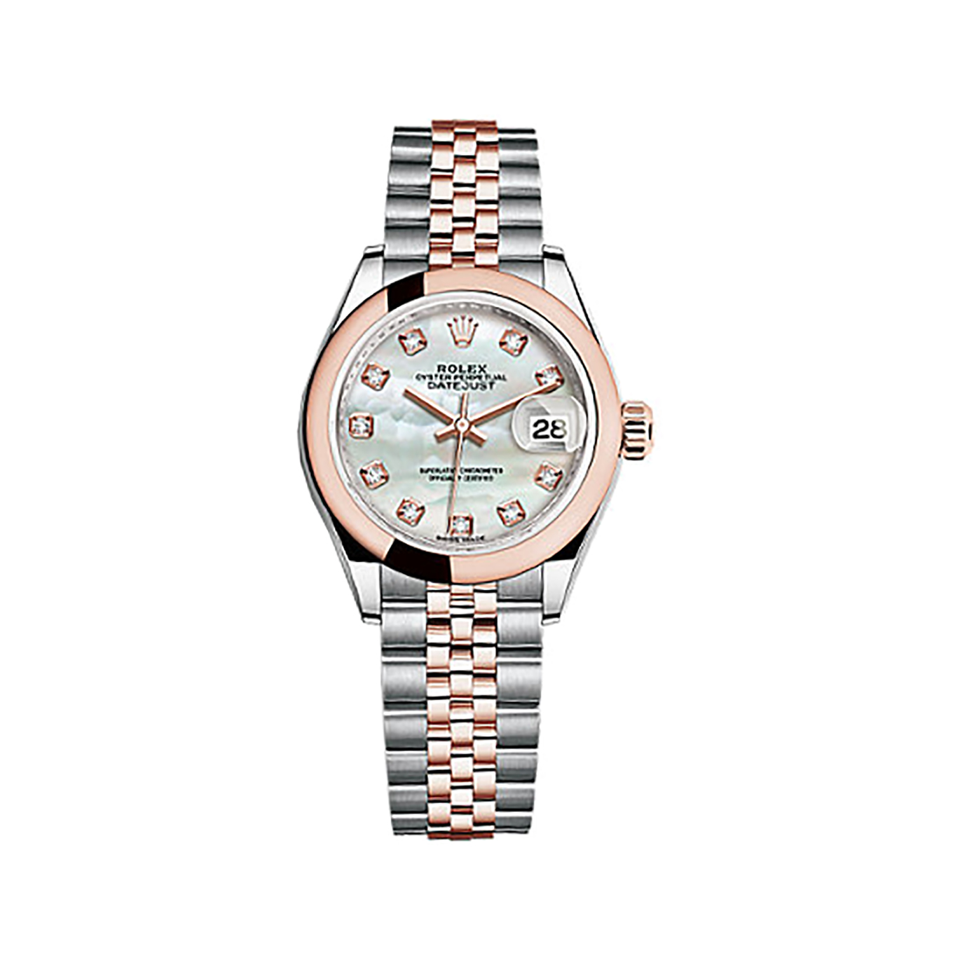 Lady-Datejust 28 279161 Rose Gold & Stainless Steel Watch (White Mother-of-pearl Set with Diamonds)
