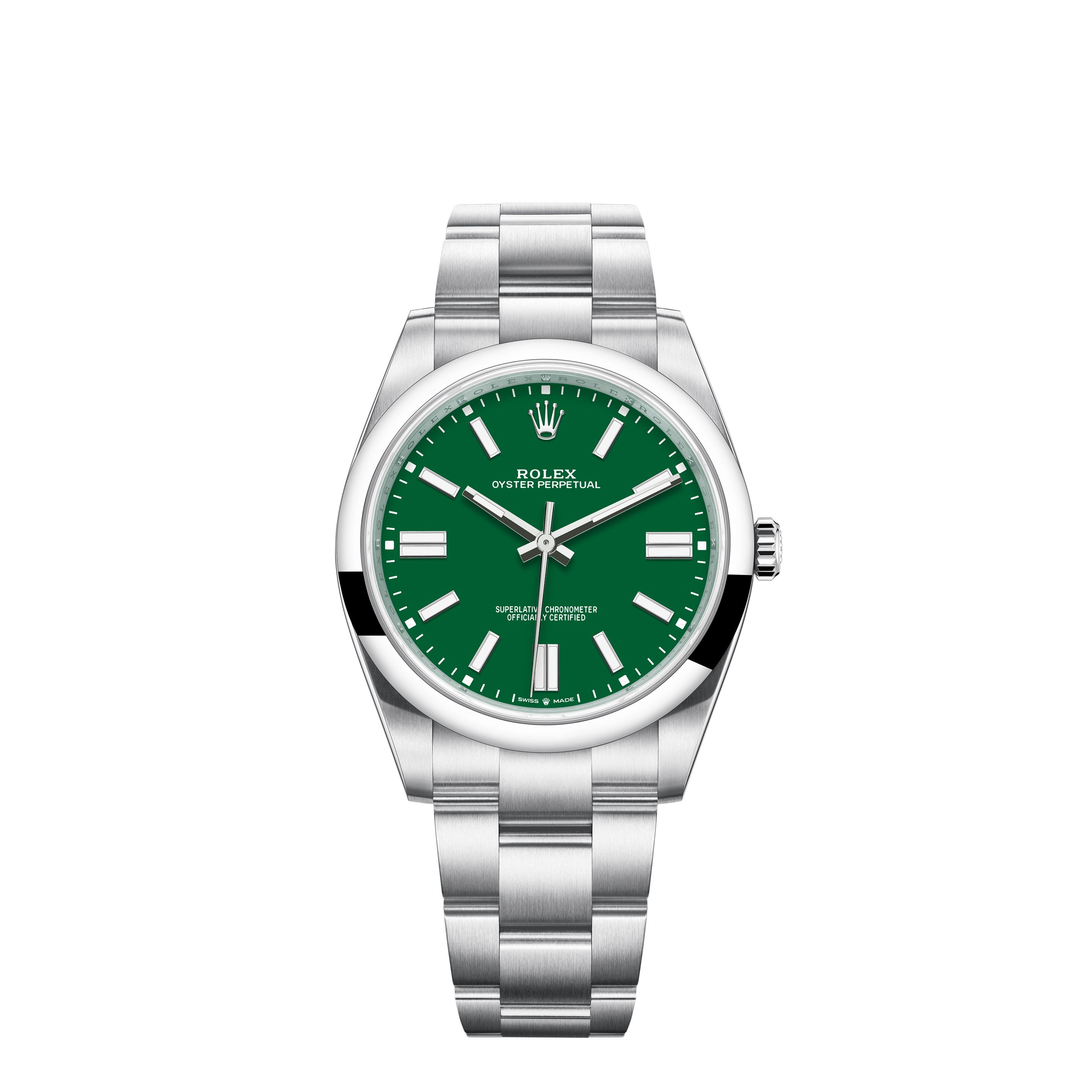 Oyster Perpetual 41 124300 Stainless Steel Watch (Green)