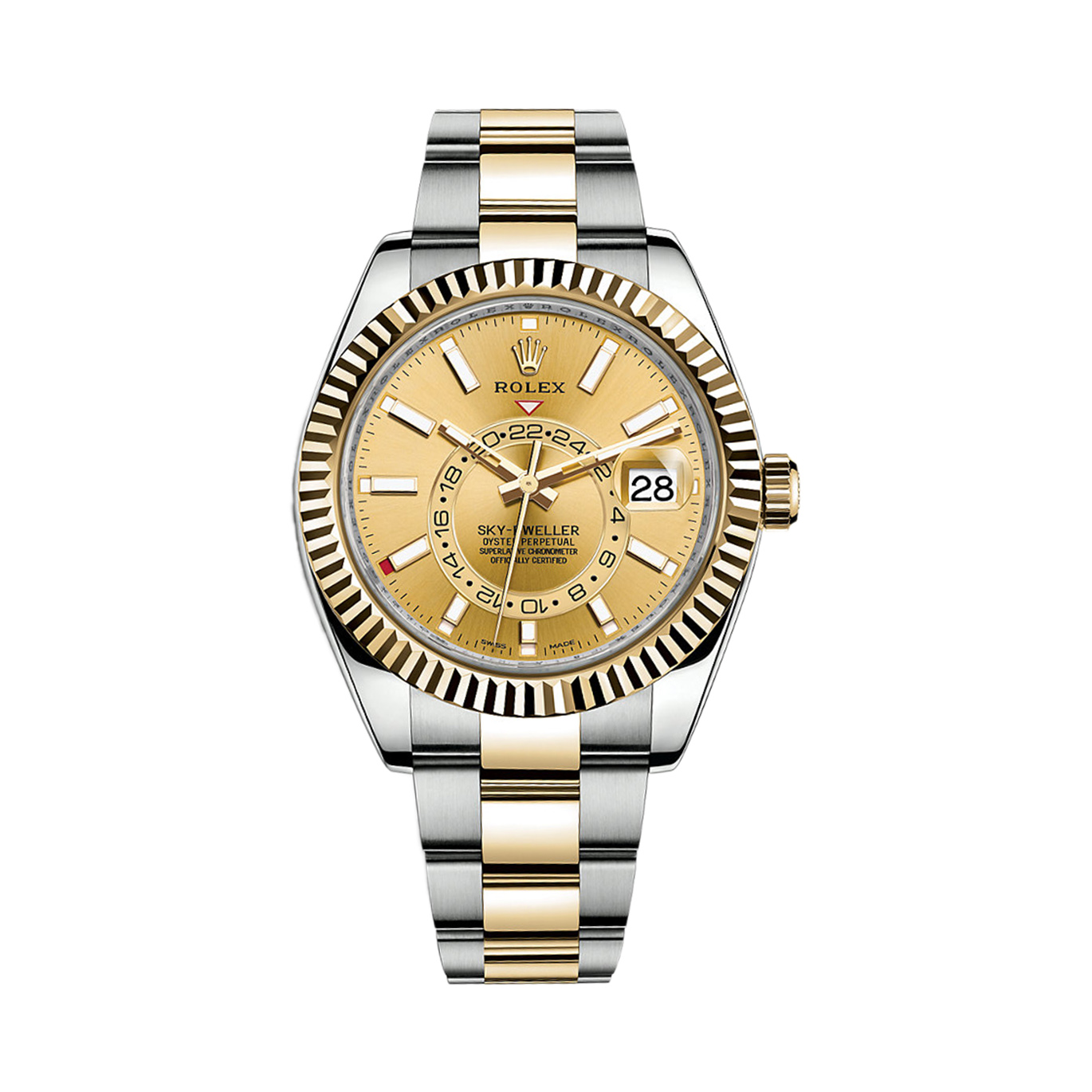 Sky-Dweller 326933 Yellow Gold & Stainless Steel Watch (Champagne)